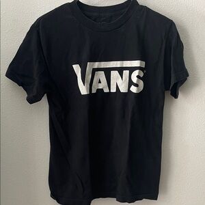 Vans Kids Black Tee with White Logo